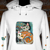 Одежда handmade. Livemaster - original item Hoodie Multicolored cats. Handmade.