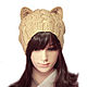 Hat-stocking with Cat ears knitted female with braids. Caps. Space Cat Knitting. Online shopping on My Livemaster.  Фото №2