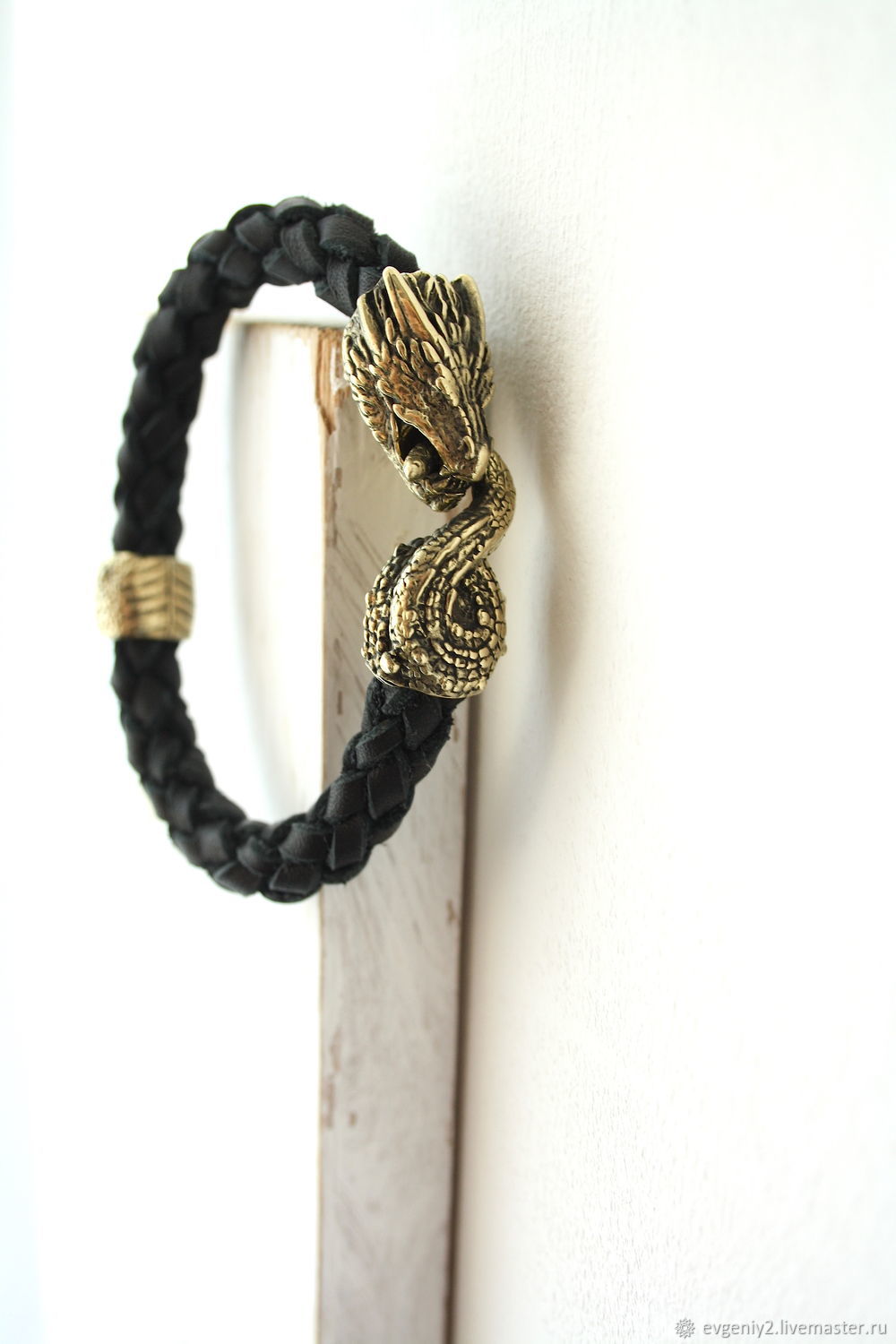 The black Dragon bracelet genuine leather, Bead bracelet, Volgograd,  Фото №1
