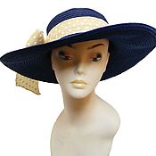 Винтаж handmade. Livemaster - original item A wide-brimmed blue sun hat. Handmade.