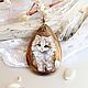 Pendant with painted stone 'Kitty' Lacquer miniature. Pendants. Picture&miniature lacquer painting. Online shopping on My Livemaster.  Фото №2