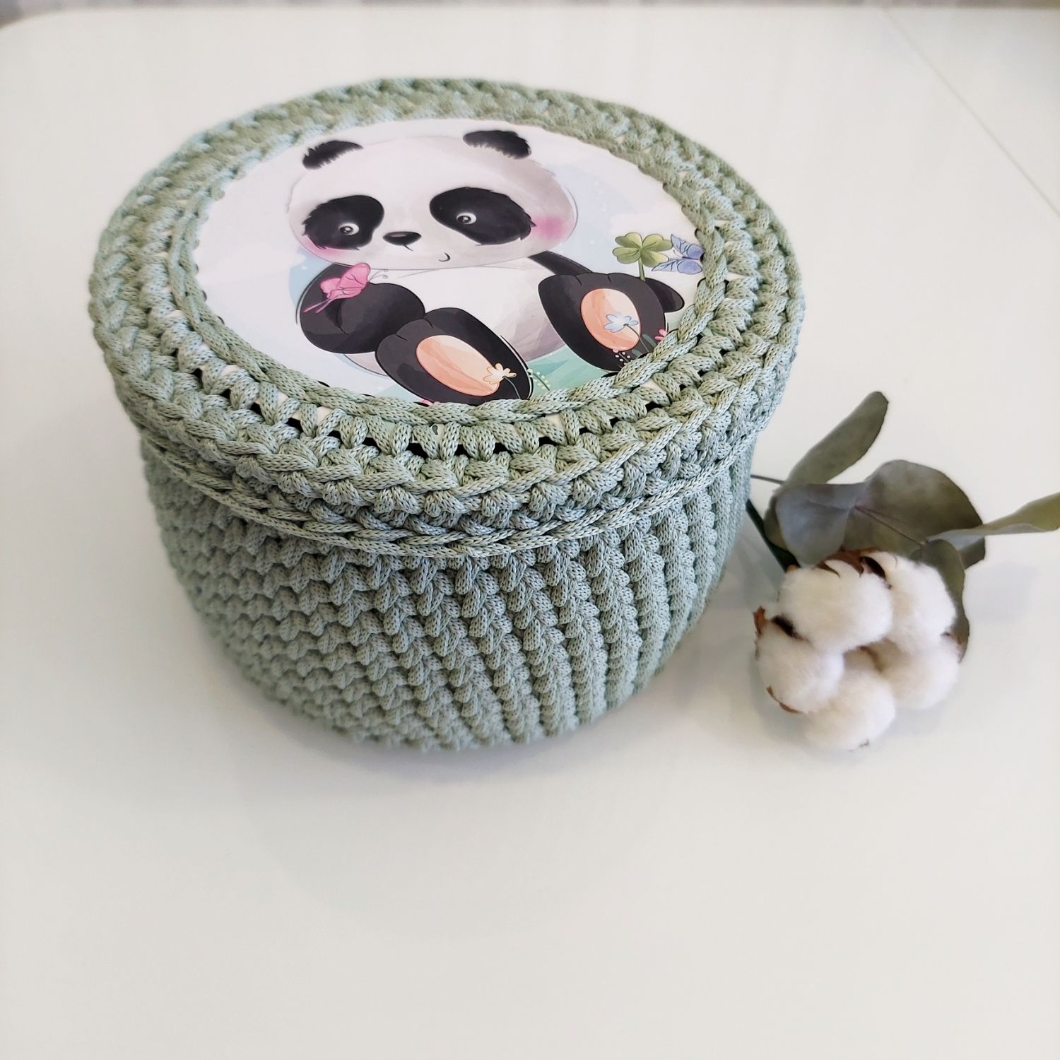 Корзина с крышкой. Корзина для хранения из полиэфирного шнура, подарок ...