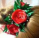 Elastic beam with red roses, Hairpins and elastic bands for hair, Belgorod,  Фото №1