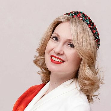 Украшения ручной работы. Ярмарка Мастеров - ручная работа Диадемы: кокошник зелено-красный ЦАРЕВНА. Handmade.