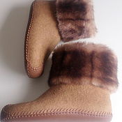 Обувь ручной работы handmade. Livemaster - original item boots: Felted women`s boots with fur trimming. Handmade.