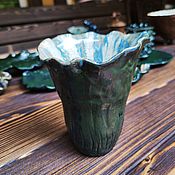 Для дома и интерьера handmade. Livemaster - original item Small Dark Green Ceramic Flower Vase Dark Grass.. Handmade.