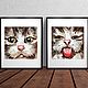 Oil painting cats. Set of 2 paintings with animals, Pictures, Belgorod,  Фото №1