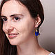 Order Large blue drop earrings in 24K gold. Aliento-jewerly (alientojewelry). Livemaster. . Earrings Фото №3