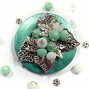 Украшения handmade. Livemaster - original item Mint coolness – author`s round brooch - a gift for a woman to a girl. Handmade.