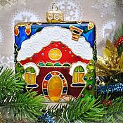 Сувениры и подарки handmade. Livemaster - original item Christmas decorations: Stained glass house. Handmade.
