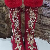 Обувь ручной работы handmade. Livemaster - original item Boots embroidered red Firebird. Handmade.