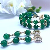 Украшения handmade. Livemaster - original item Bracelet and earrings made of green onyx 