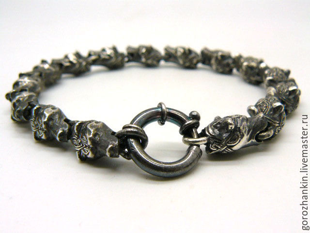 Sterling silver bracelet `Bears` hand crafted
