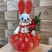 Куклы и игрушки handmade. Livemaster - original item Bunny toy in a New Year`s outfit. Handmade.