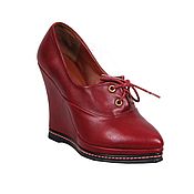 Винтаж handmade. Livemaster - original item 38 size! Stylish burgundy ankle boots-wedge shoes. Handmade.