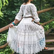 Платье белое с кружевом "Шепот ветра"
