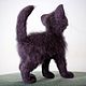 Валяная из шерсти игрушка. Черная кошечка Коко. Войлочная игрушка. Нина felt (Антистрессовые игрушки). Интернет-магазин Ярмарка Мастеров.  Фото №2