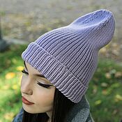 Аксессуары handmade. Livemaster - original item Caps: Knitted hat of soft lilac color. Handmade.