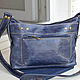 Leather women's bag (blue pull-up). Crossbody bag. J.P.-Handmade Designer Bags. My Livemaster. Фото №4