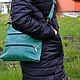 Green leather bag with pockets. Crossbody bag. J.P.-Handmade Designer Bags. My Livemaster. Фото №4