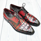 Обувь ручной работы handmade. Livemaster - original item Brogues for men, made of genuine crocodile leather, hand-painted!. Handmade.