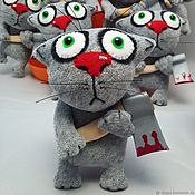 Куклы и игрушки handmade. Livemaster - original item He first started! Keychain grey cat with an axe by Vasya Lozhkin. Handmade.