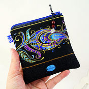 Сумки и аксессуары handmade. Livemaster - original item Mini Cosmetic Bag with Zipper Firebird Feather. Handmade.