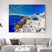 Картины и панно handmade. Livemaster - original item Painting Sea Greece. Santorini oil. Painting with the coast of Greece.. Handmade.