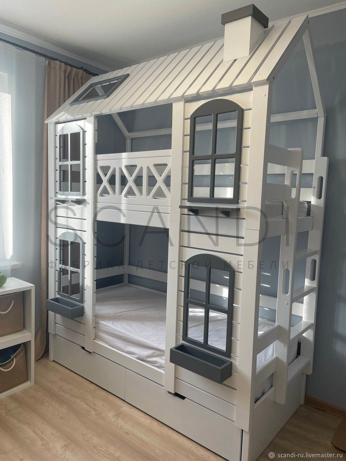 Детская двухъярусная кровать Тора - лестница с торца в интернет ...