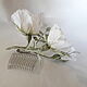 Jewelry for hairstyles: Comb with white, silk roses. Hair Decoration. silk fairy tale. My Livemaster. Фото №5