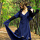 Elven Dress «Druidess» Long Fantasy Linen  Blue Hooded Elvish Dress. Cosplay costumes. mongolia. My Livemaster. Фото №5