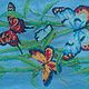 Вышитая картина" Бабочки в тростнике", Картины, Москва,  Фото №1