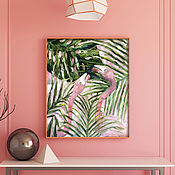 Картины и панно handmade. Livemaster - original item Flamingo, oil painting on canvas 50h60 cm. Handmade.