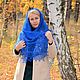 Shawls: Openwork down shawl-gossamer ' Magic ' blue, Shawls1, Urjupinsk,  Фото №1