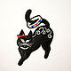 Etiqueta térmica de tela de gato Negro', Sticker, Naro-Fominsk,  Фото №1