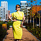 Платье миди с запАхом сзади, со съемным поясом,  лимонного цвета. Платья. L-Sav design, by JuLia Savina. Ярмарка Мастеров.  Фото №6