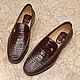 Order Loafers for men, made of genuine crocodile leather, brown color. SHOES&BAGS. Livemaster. . Loafers Фото №3