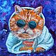 Imagen de un gato con gafas! gato rojo, aceite, cartón. Pictures. Arthelenkey (earthelenkey). Интернет-магазин Ярмарка Мастеров.  Фото №2