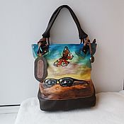 Сумки и аксессуары handmade. Livemaster - original item Women`s double-sided leather bag with custom painting for Eugenia.. Handmade.