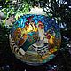 Glass Christmas ball with stained glass painted Bird house, Christmas decorations, Moscow,  Фото №1