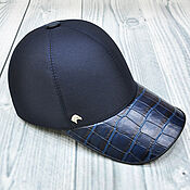 Аксессуары handmade. Livemaster - original item Baseball cap made of genuine crocodile leather and thick fabric, to order!. Handmade.