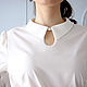 Белая блузка с рукавами, шифоновая блузка с бантами, блузка для офиса. Блузки. Лариса дизайнерская одежда и подарки (EnigmaStyle). Ярмарка Мастеров.  Фото №6