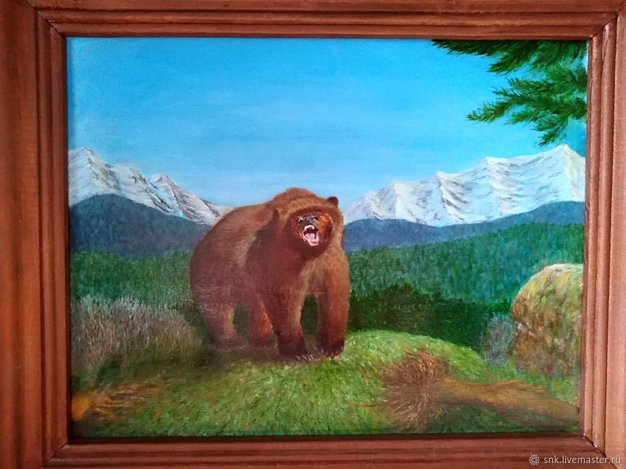 Медведь на камнях картина