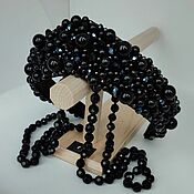 Black semi-gloss kokoshnik made of eco-leather