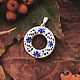 Bagel with Gzhel pattern, pendant in Russian style made of silver with enamel
