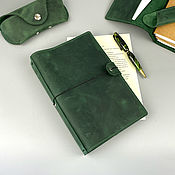 Канцелярские товары handmade. Livemaster - original item A5 midori leather notebook with pockets. Handmade.