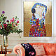 Mosaic painting of natural stones Family / mom, Dad, baby (child). Klimt, Pictures, St. Petersburg,  Фото №1
