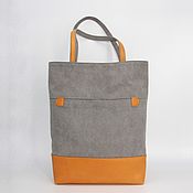 Небольшая сумка satchel из коричневой искусственной замши и х/б холста