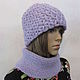 Set - a cap with stars and a snood in pale lilac color. Headwear Sets. Cozy corner (nadejdamoshkina). My Livemaster. Фото №5