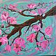 Painting canvas oil. The region where the Magnolia blooms. Interior design picture will perfectly decorate your house. And will be an excellent gift for the lovely ladies!

